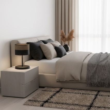 Настолна лампа KARBON 1xE27/15W/230V черна/кафява