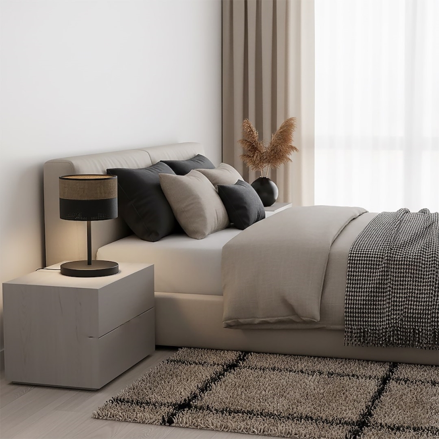 Настолна лампа KARBON 1xE27/15W/230V черна/кафява