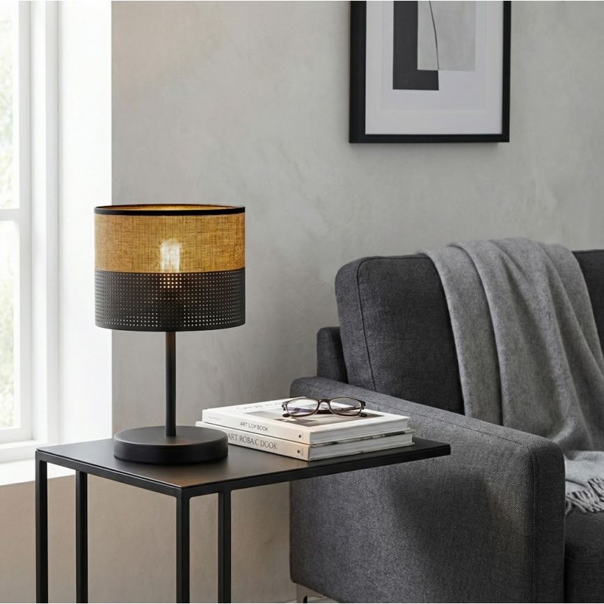 Настолна лампа KARBON 1xE27/15W/230V черна/кафява