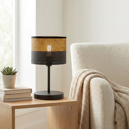 Настолна лампа KARBON 1xE27/15W/230V черна/кафява