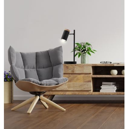 Настолна лампа LAGOS 1xGU10/15W/230V черен/кафяв