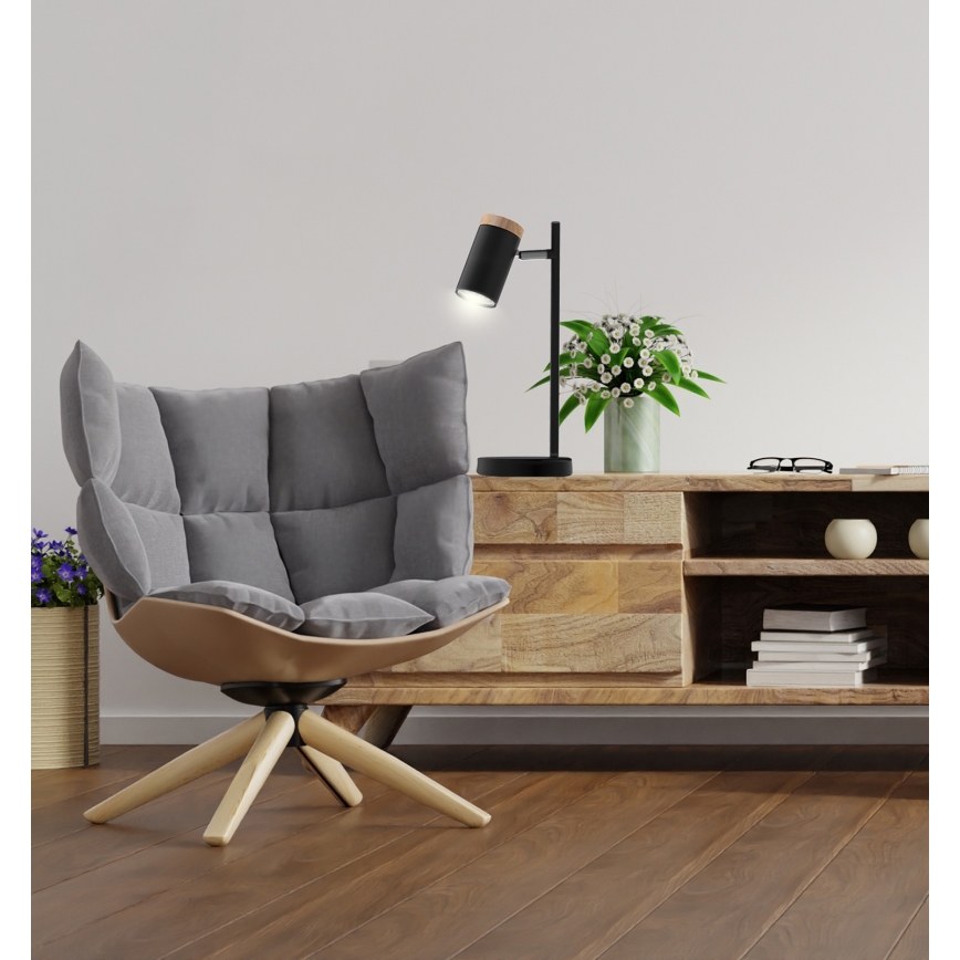 Настолна лампа LAGOS 1xGU10/15W/230V черен/кафяв