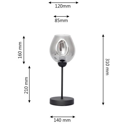 Настолна лампа LILI 1xE27/15W/230V черен/сив