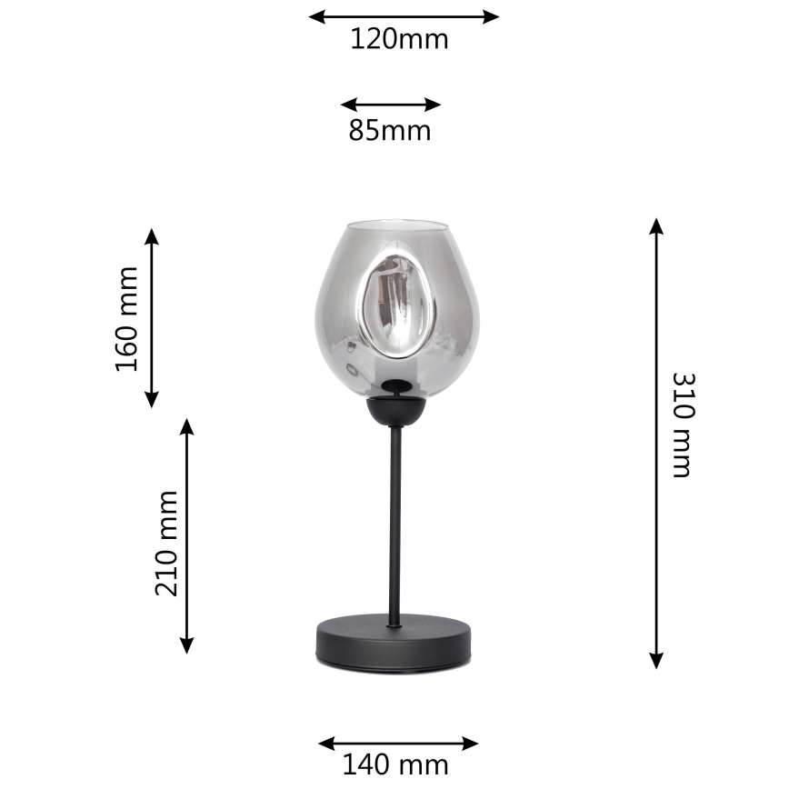 Настолна лампа LILI 1xE27/15W/230V черен/сив