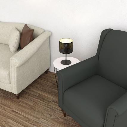 Настолна лампа LOFT SHADE 1xE27/60W/230V Ø 18 см черна/златиста