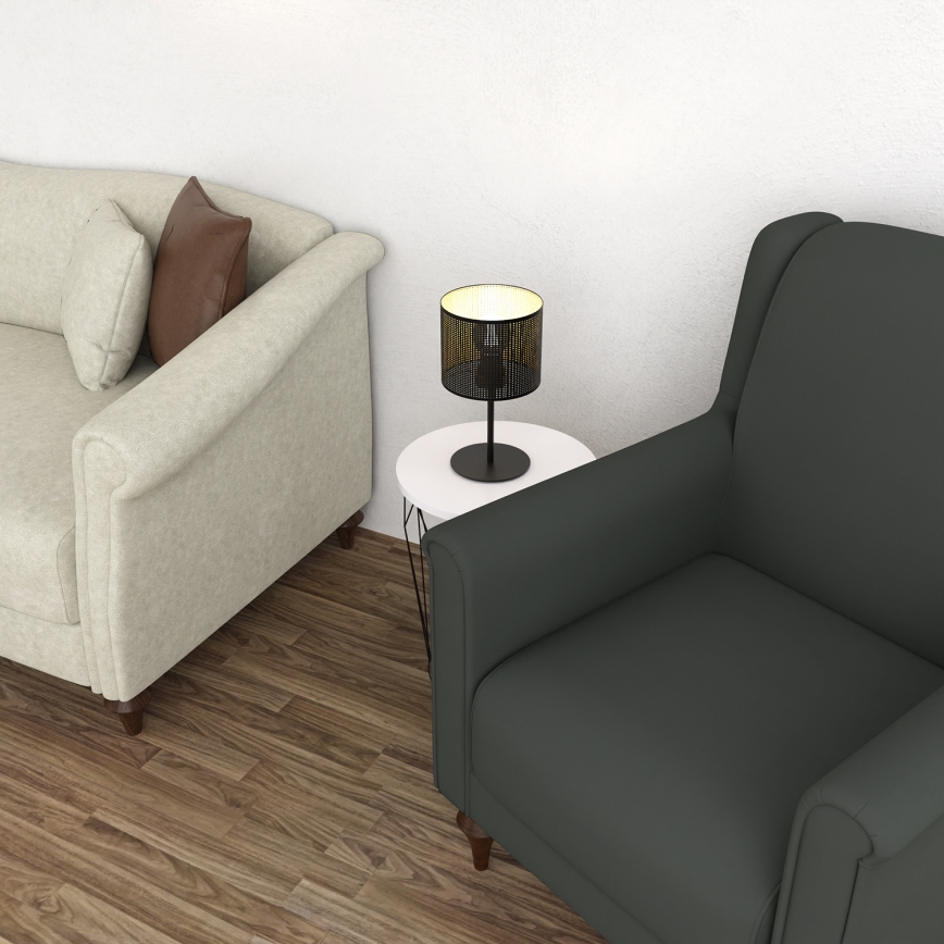 Настолна лампа LOFT SHADE 1xE27/60W/230V Ø 18 см черна/златиста
