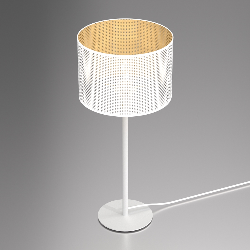 Настолна лампа LOFT SHADE 1xE27/60W/230V Ø 25 см бяла/златиста