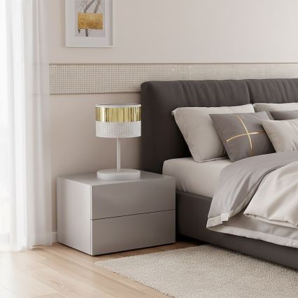 Настолна лампа LUX 1xE27/15W/230V бяла/златна