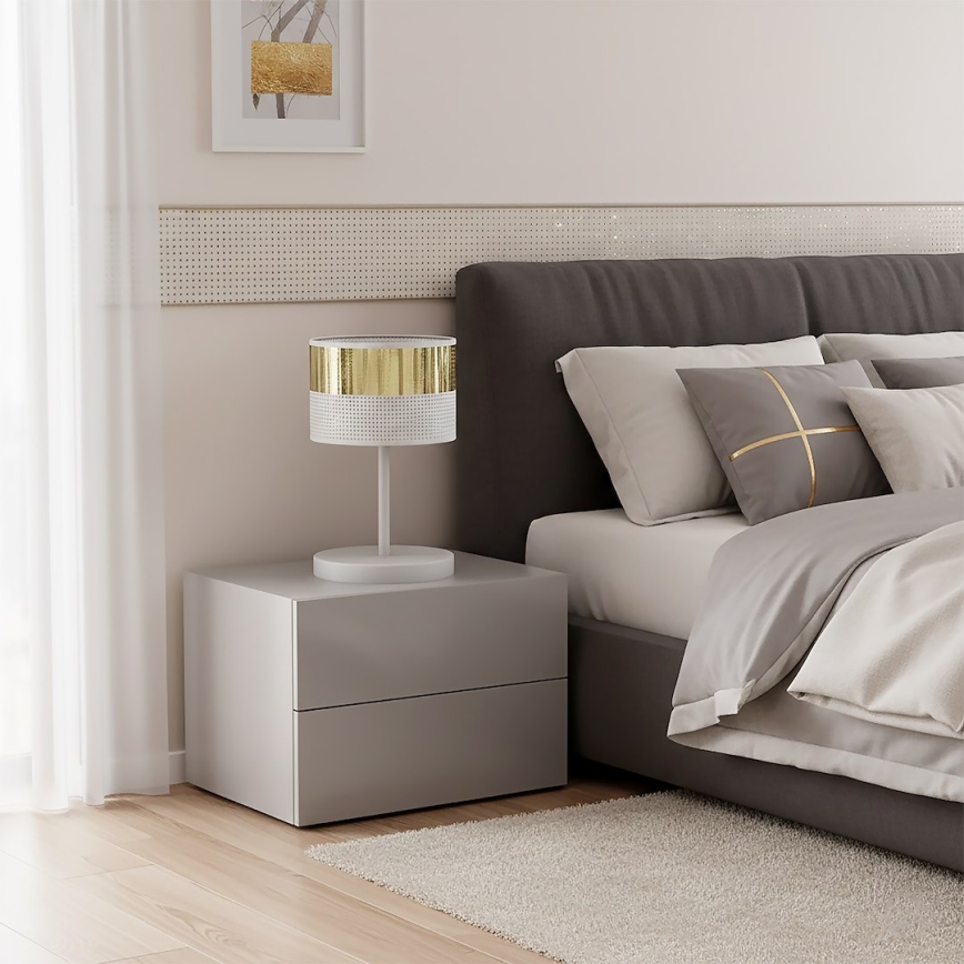 Настолна лампа LUX 1xE27/15W/230V бяла/златна