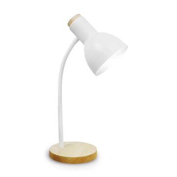 Настолна лампа MARMA 1xE27/40W/230V бяла/каучуково дърво