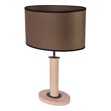 Настолна лампа MERCEDES 1xE27/40W/230V, 46 см, кафява/дъб