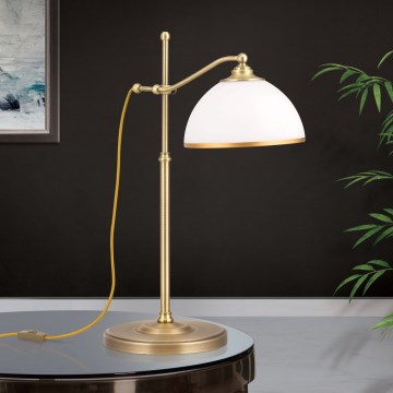 Настолна лампа OLD LAMP 1xE27/40W/230V 65 cm бял/месинг