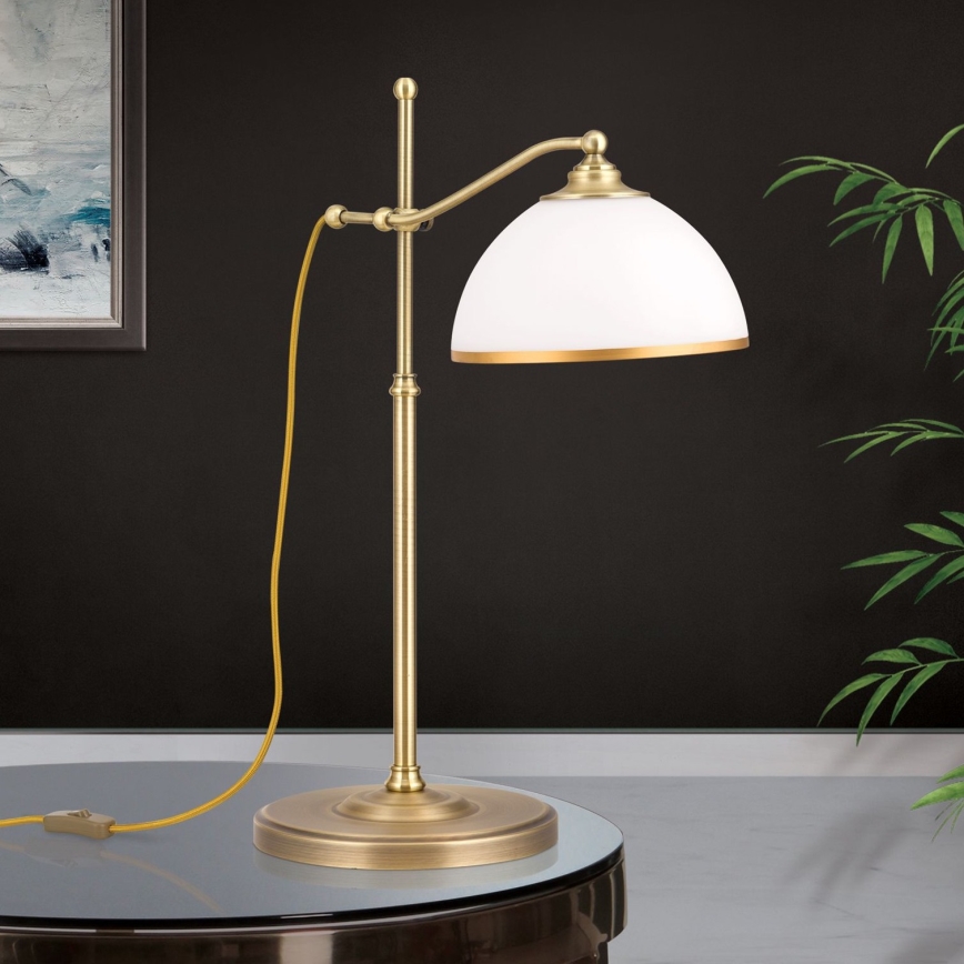 Настолна лампа OLD LAMP 1xE27/40W/230V 65 cm бял/месинг