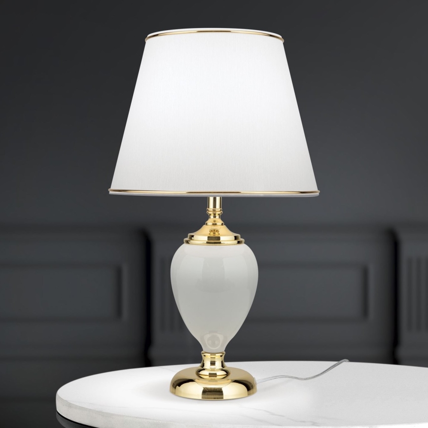 Настолна лампа OVUM 1xE27/40W/230V 48 cm керамика бял/златист