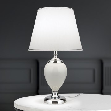 Настолна лампа OVUM 1xE27/40W/230V 48 см керамика бял/лъскав хром