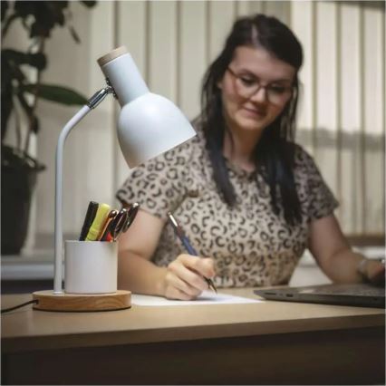 Настолна лампа POPPY 1xE27/25W/230V бяла