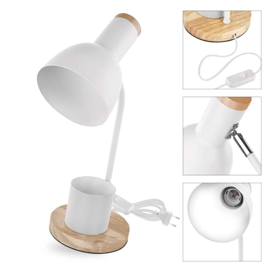 Настолна лампа POPPY 1xE27/25W/230V бяла