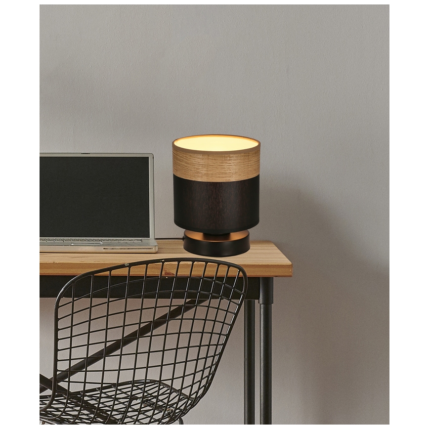 Настолна лампа PORTO 1xE27/60W/230V черен/кафяв