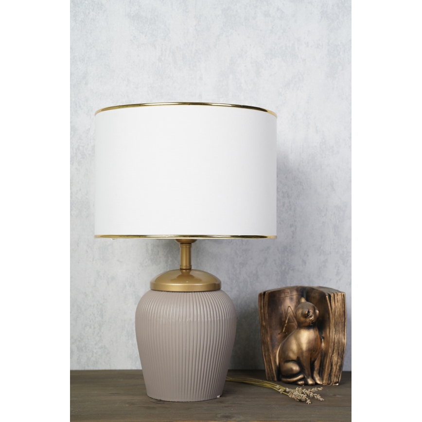 Настолна лампа RAMZES 1xE27/40W/230V бяла/бежова