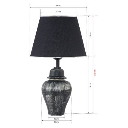 Настолна лампа RAMZES 1xE27/40W/230V черна/сребриста