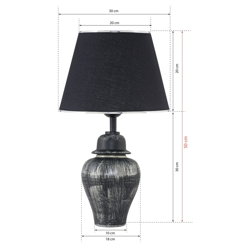 Настолна лампа RAMZES 1xE27/40W/230V черна/сребриста