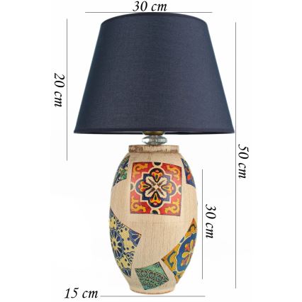 Настолна лампа RAMZES 1xE27/40W/230V синя/бежова