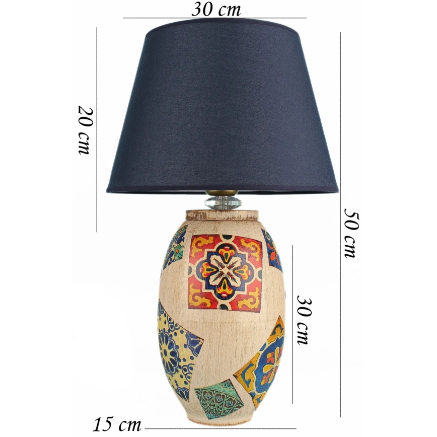 Настолна лампа RAMZES 1xE27/40W/230V синя/бежова