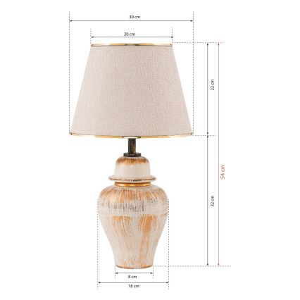 Настолна лампа RAMZES 1xE27/40W/230V кремава/златна