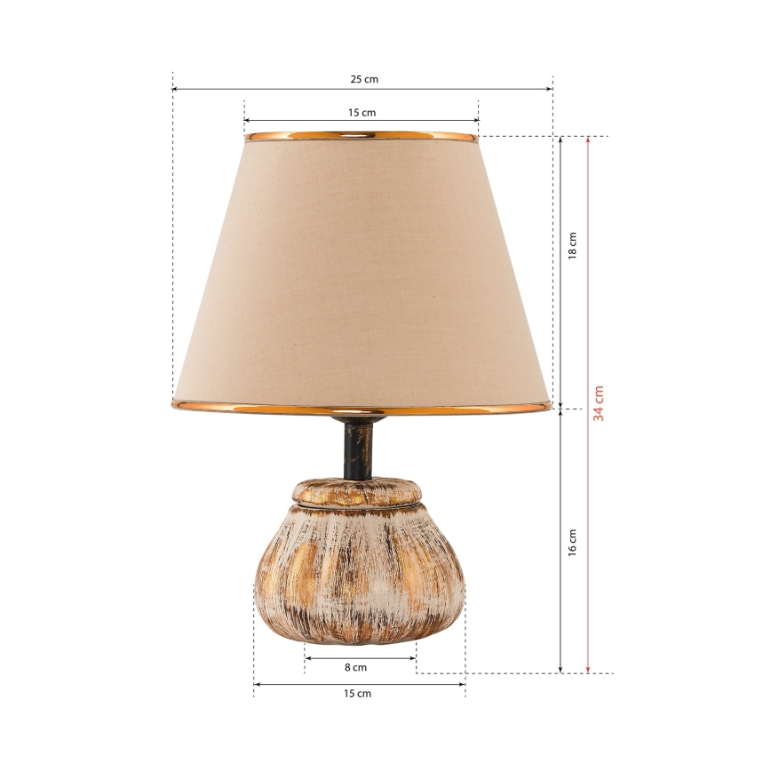 Настолна лампа RAMZES 1xE27/40W/230V кремава/златна