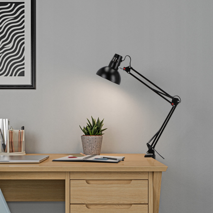 Настолна лампа с щипка 1xE27/60W/230V черна