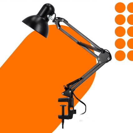 Настолна лампа с щипка 1xE27/60W/230V черна