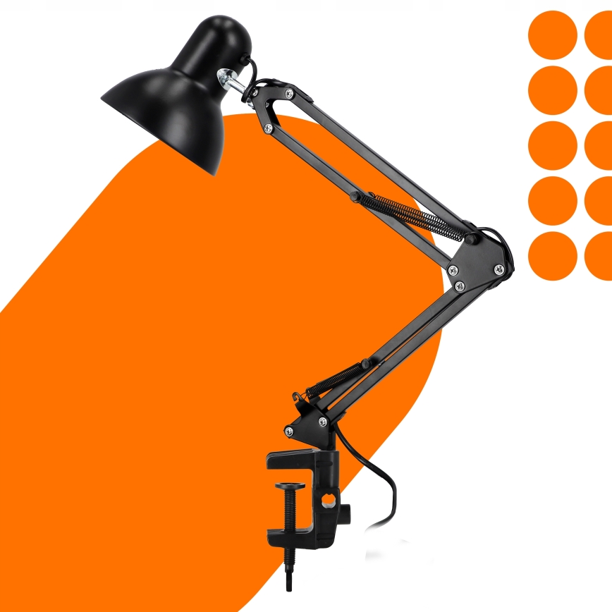 Настолна лампа с щипка 1xE27/60W/230V черна