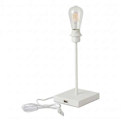 Настолна лампа с USB порт 1xE27/15W/230V бяла