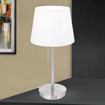 Настолна лампа с USB порт LUDWIG 1xE27/40W/230V 50 cm бял/матов хром