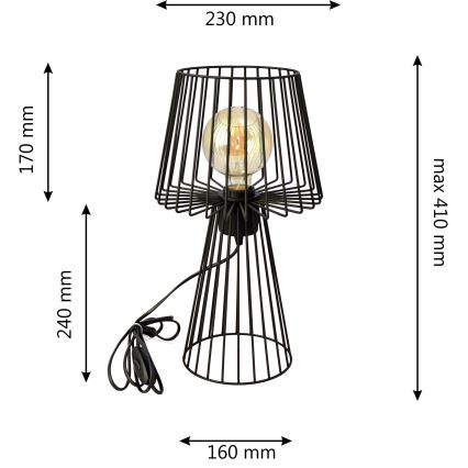 Настолна лампа TORRI 1xE27/15W/230V черен