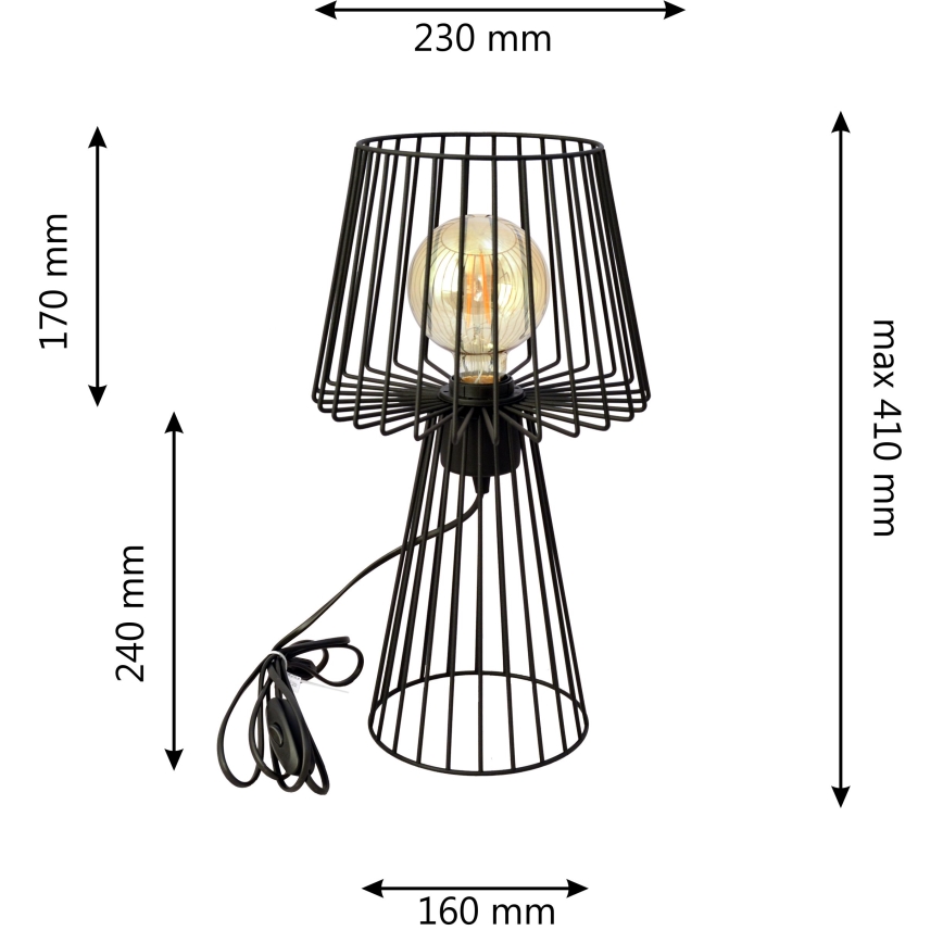 Настолна лампа TORRI 1xE27/15W/230V черен
