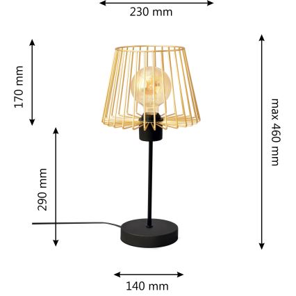 Настолна лампа TORRI 1xE27/15W/230V златист/черен