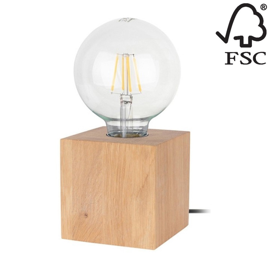 Настолна лампа TRONGO SQUARE 1xE27/25W/230V дъб - FSC сертифицирана