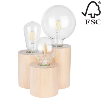 Настолна лампа VINCENT 3xE27/15W/230V бреза - FSC сертифицирана