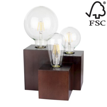 Настолна лампа VINCENT 3xE27/15W/230V бук - FSC сертифицирана