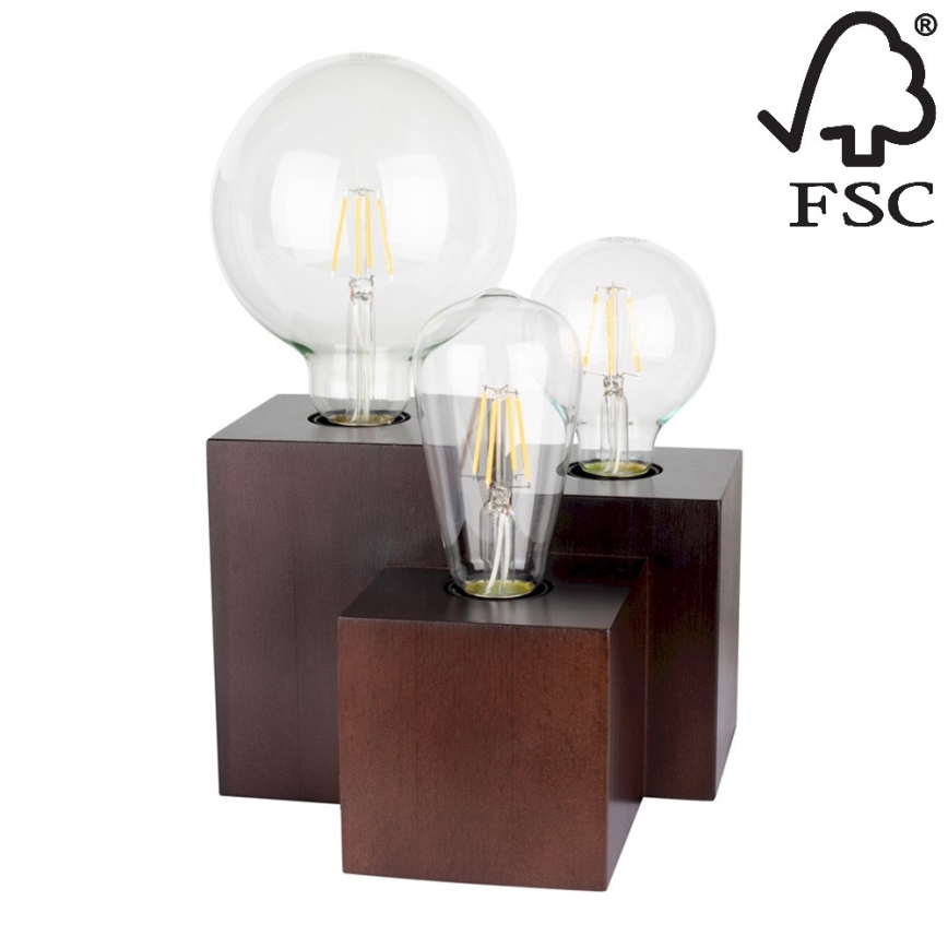 Настолна лампа VINCENT 3xE27/15W/230V бук - FSC сертифицирана