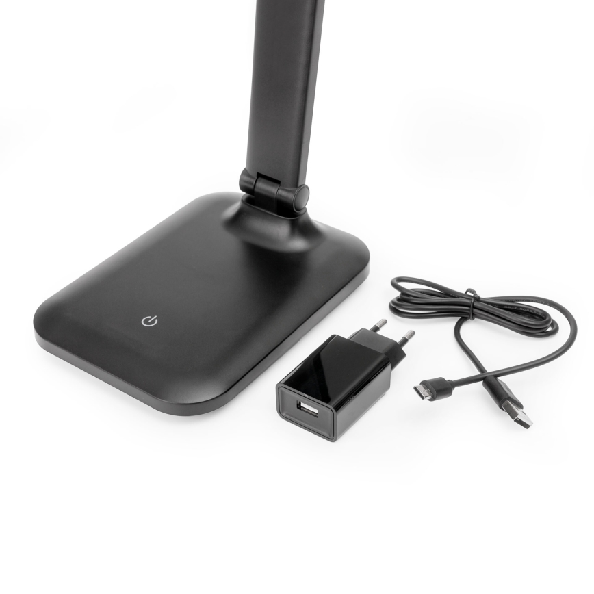 Настолна LED лампа REMUS – сензорна и димируема, със USB порт, LED/5W/230V, черна