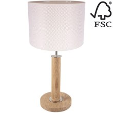 Настолна лампа BENITA 1xE27/60W/230V 48 см кремав/дъб – FSC сертифицирано