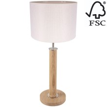 Настолна лампа BENITA 1xE27/60W/230V 61 см кремав/дъб – FSC сертифицирано