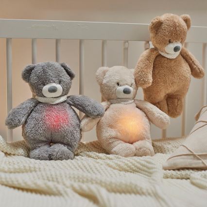 Nattou - Приятел за гушкане с мелодия и светлина SLEEPY BEAR 4в1 сив
