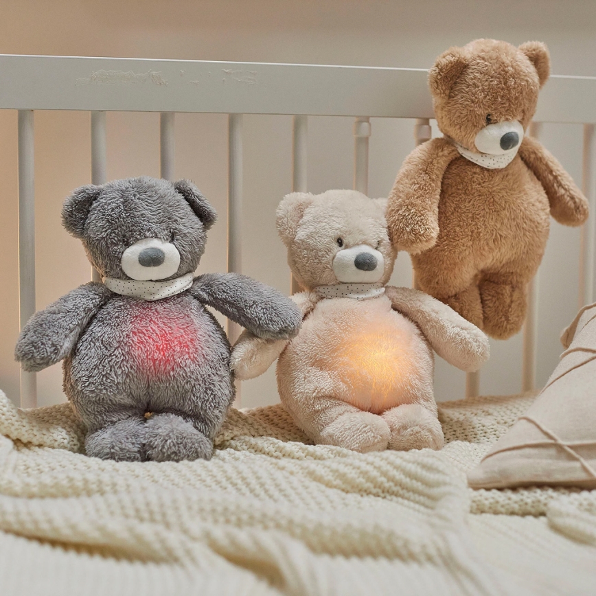 Nattou - Приятел за гушкане с мелодия и светлина SLEEPY BEAR 4в1 сив