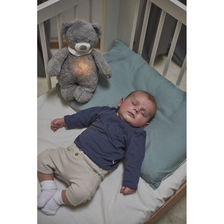 Nattou - Приятел за гушкане с мелодия и светлина SLEEPY BEAR 4в1 сив