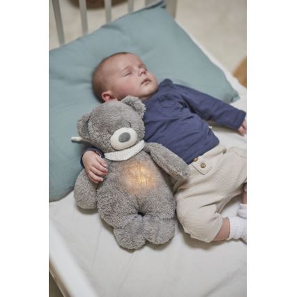 Nattou - Приятел за гушкане с мелодия и светлина SLEEPY BEAR 4в1 сив
