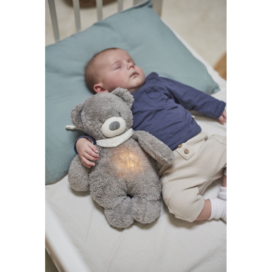 Nattou - Приятел за гушкане с мелодия и светлина SLEEPY BEAR 4в1 сив