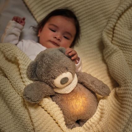 Nattou - Приятел за гушкане с мелодия и светлина SLEEPY BEAR 4в1 сив